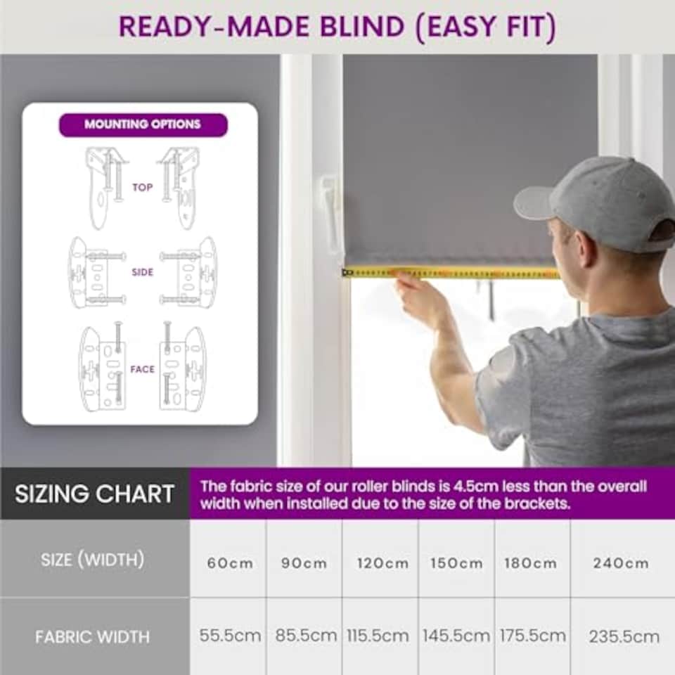 image 1 of FURNISHED Roller Blind Blackout Easy Fit Trimmable Insulated UV Protection with Metal Fittings | Blue | Navy