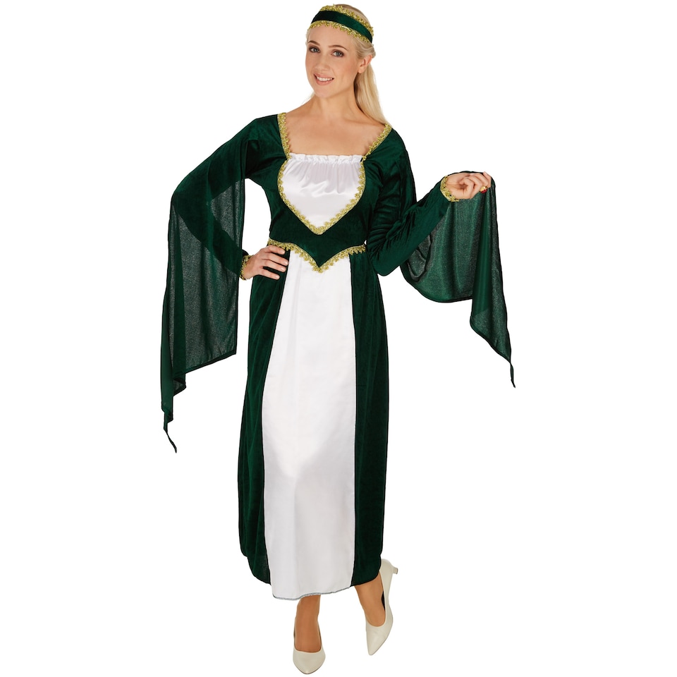 image 1 of Womens Medieval Princess Costume | Green | green/white | L | 1