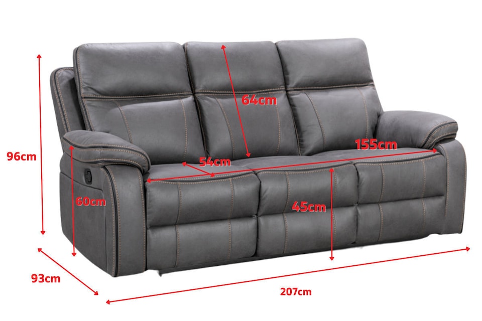 image 1 of Faux Leather Grey 3 Seater Electric Recliner Sofa VEGAS