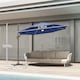 image 5 of Outsunny 3 m Cantilever Roma Parasol Garden Sun Umbrella Outdoor Patio with 360 Degree Rotation Crank and Tilt Aluminium Frame LED Solar Light Cross Base, Blue