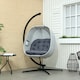 image 2 of Outsunny Hanging Egg Chair Outdoor Indoor Swing Chair, Folding Basket Grey