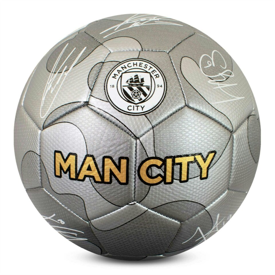 image 1 of Manchester City F.C. Offical Licensed Signature Football - Silver Camo with Matt Finish - Size 5 For Kids and Adults Silver
