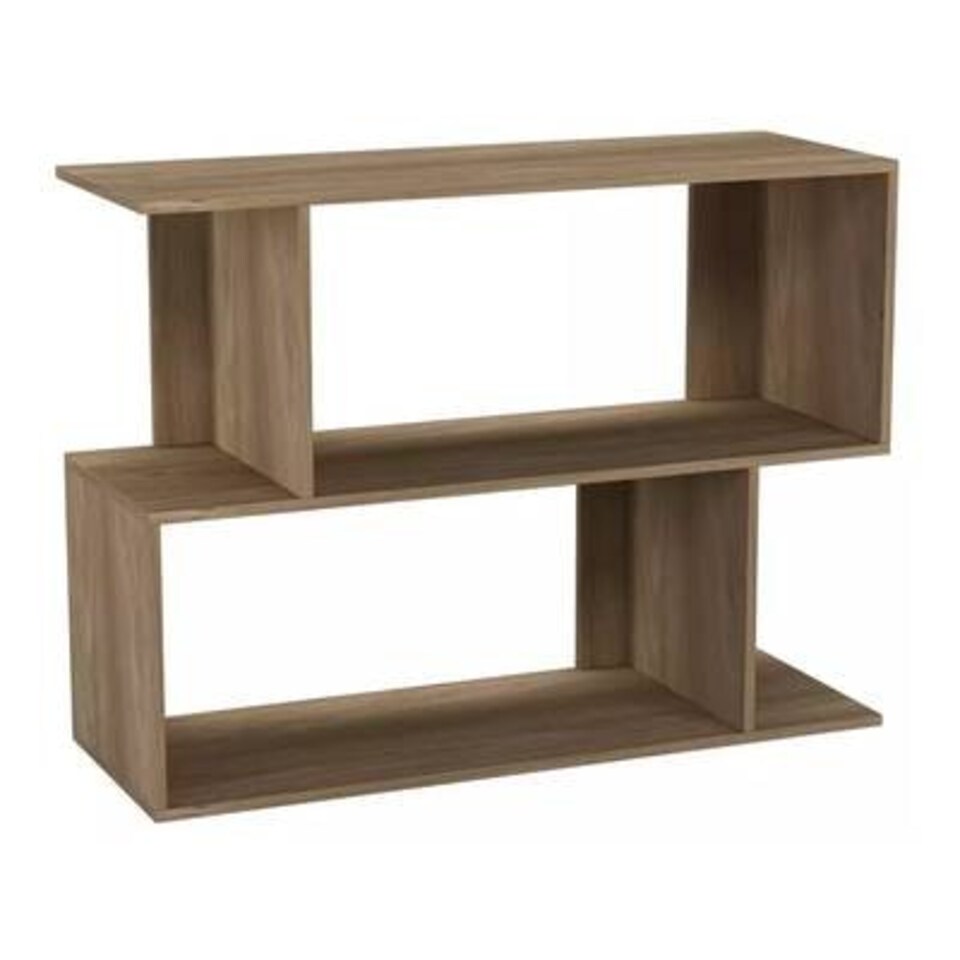 image 1 of 2-Tier Wooden Irregular Storage Unit - 80 cm Brown | Oak