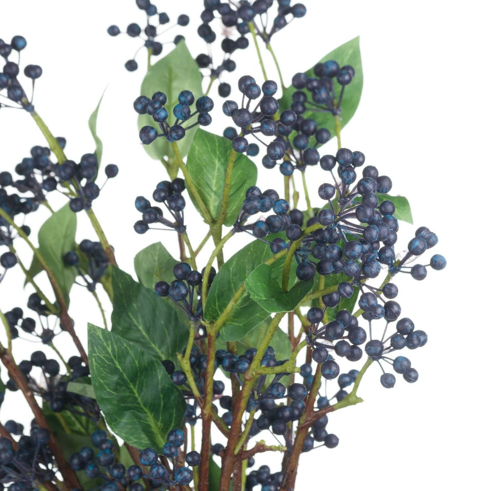 image 1 of Hill Interiors Artificial Faux Viburnum Berry Spray - Blue/Green/Brown - 80cm