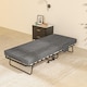 image 9 of HOMCOM Folding Bed with Mattress, Foldable Guest Bed on Wheels, Portable Single Bed with 10cm Mattress, Side Pockets, Cover, 190 x 80cm, Dark Grey