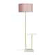 image 3 of ValueLights Tavel Brushed Gold Floor Lamp with Large Pink Drum Shade and LED Bulb