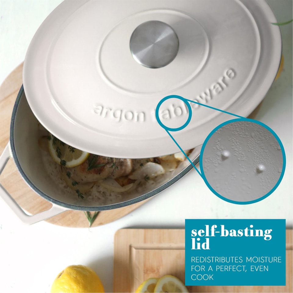 image 1 of Argon Tableware 2pc Shallow Cast Iron Casserole Dish Set - 2.3L/4.68L - Pebble Gloss | Grey | Pebble Gloss | 2