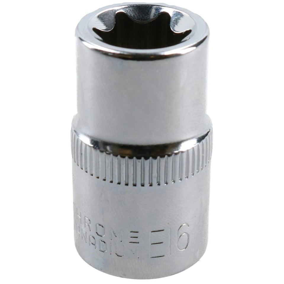 image 1 of E16 Female Torx Socket Star Bit 1/2" Drive Standard External Chrome Vanadium