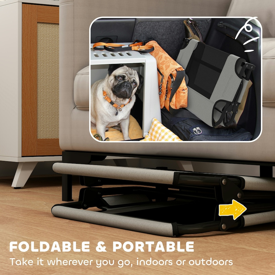 image 1 of PawHut Raised Dog Bed with Breathable Mesh for Large Dogs | Grey | M