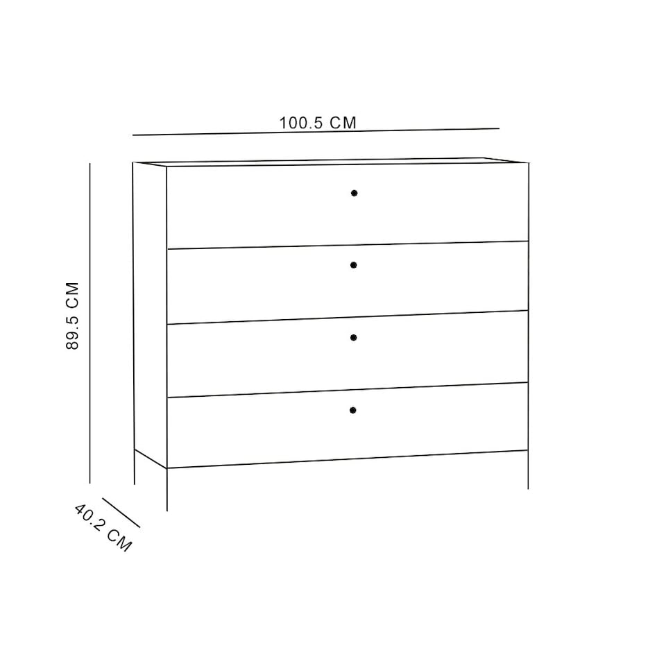 image 1 of Moondust Snowy Oak Kalamos 4 Drawer Chest Of Drawers