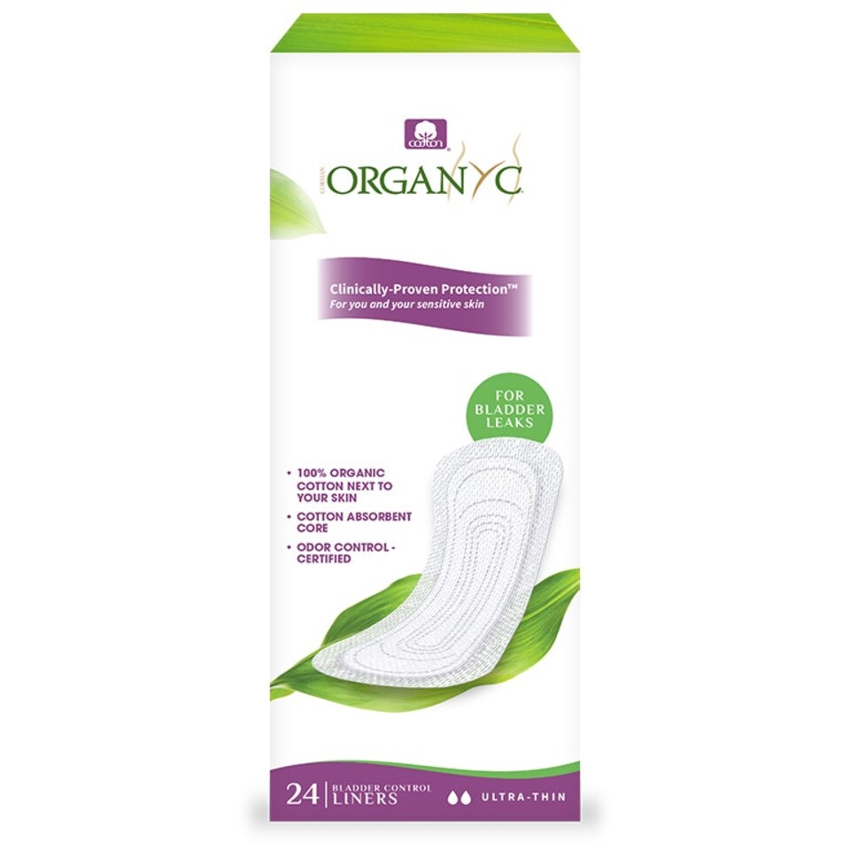 image 1 of Organyc Ultra Thin Incontinence Liners - 96 Liners Total (4 Packs of 24)