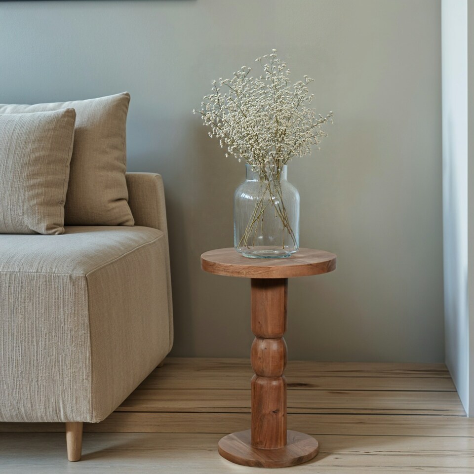 image 1 of Jaipur Acacia Wood Freestanding Side Table Brown