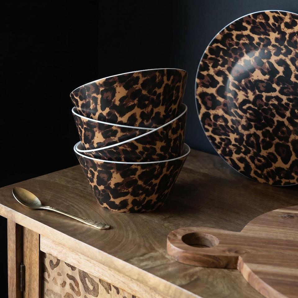 image 1 of OHS Summer Print Plastic Picnic Bowls Set of 4 Lightweight Outdoor