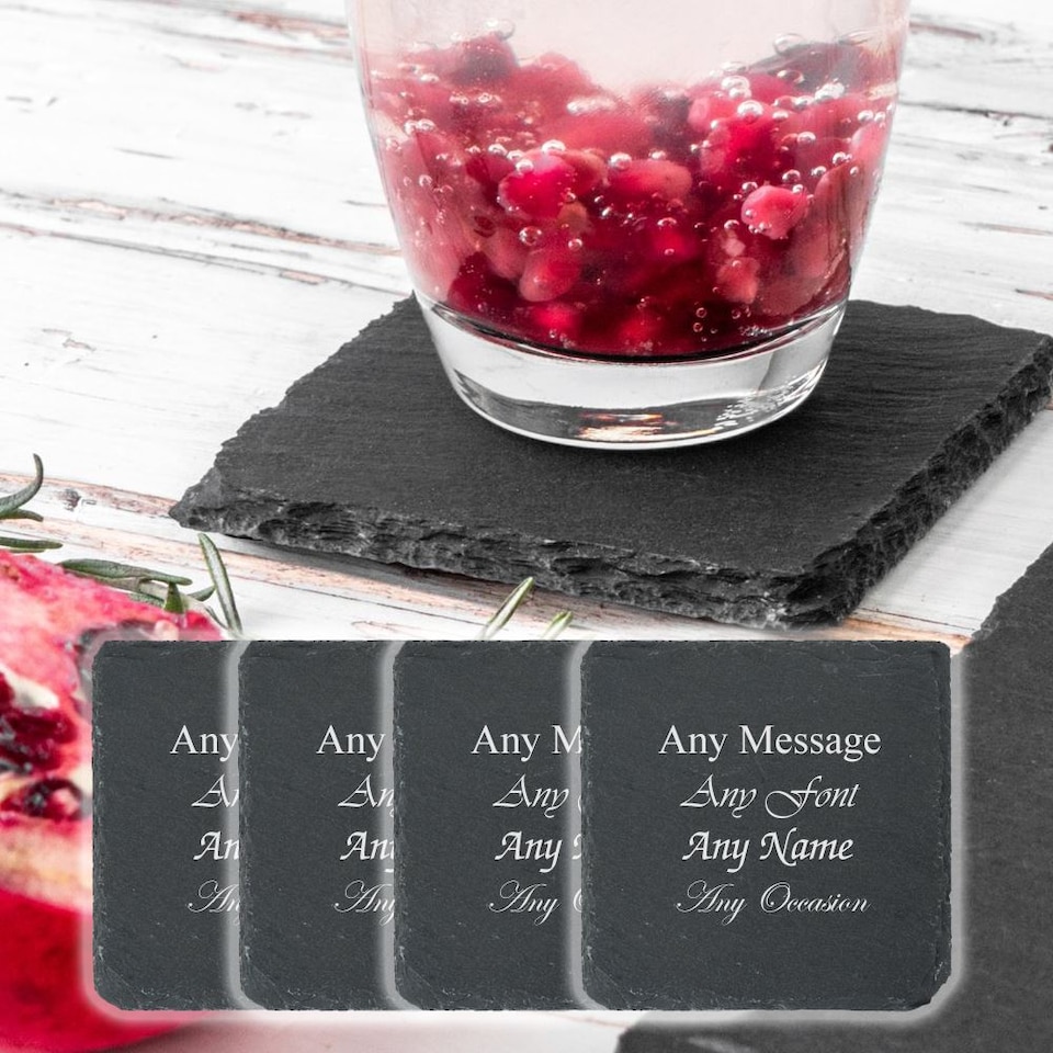 Personalised Engraved Set of 4 Square Slate Coasters Family - Tesco ...