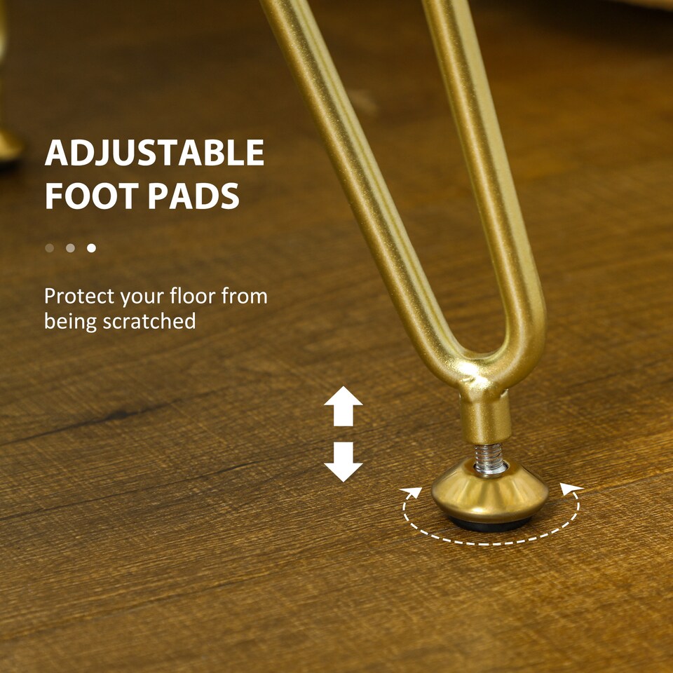 image 1 of HOMCOM Square Foot Stool, Woven Footrest Ottoman with Metal Legs, Padded Makeup Vanity Stool, Velvet Dressing Table Seat for Bedroom, Cream White | Cream | 1