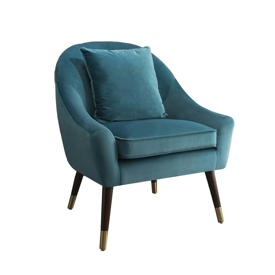 image 1 of Octavia Velvet Fabric Accent Chair - Teal