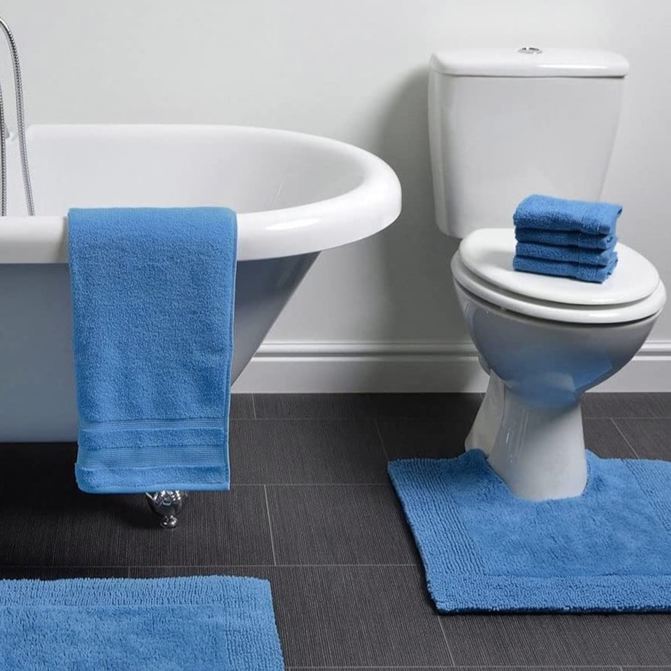 image 1 of Heavyweight Reversible Pedestal Toilet Mat - Cornish Blue