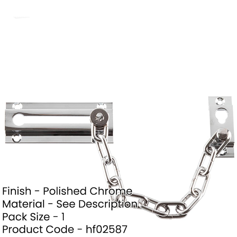 image 1 of Durable Polished Chrome Security Door Chains 200mm - Door Guard