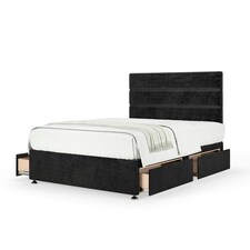 Memory Maestro Memory Foam Black Naples Velvet 4 Drawer Divan Set And Milan Headboard Small Double