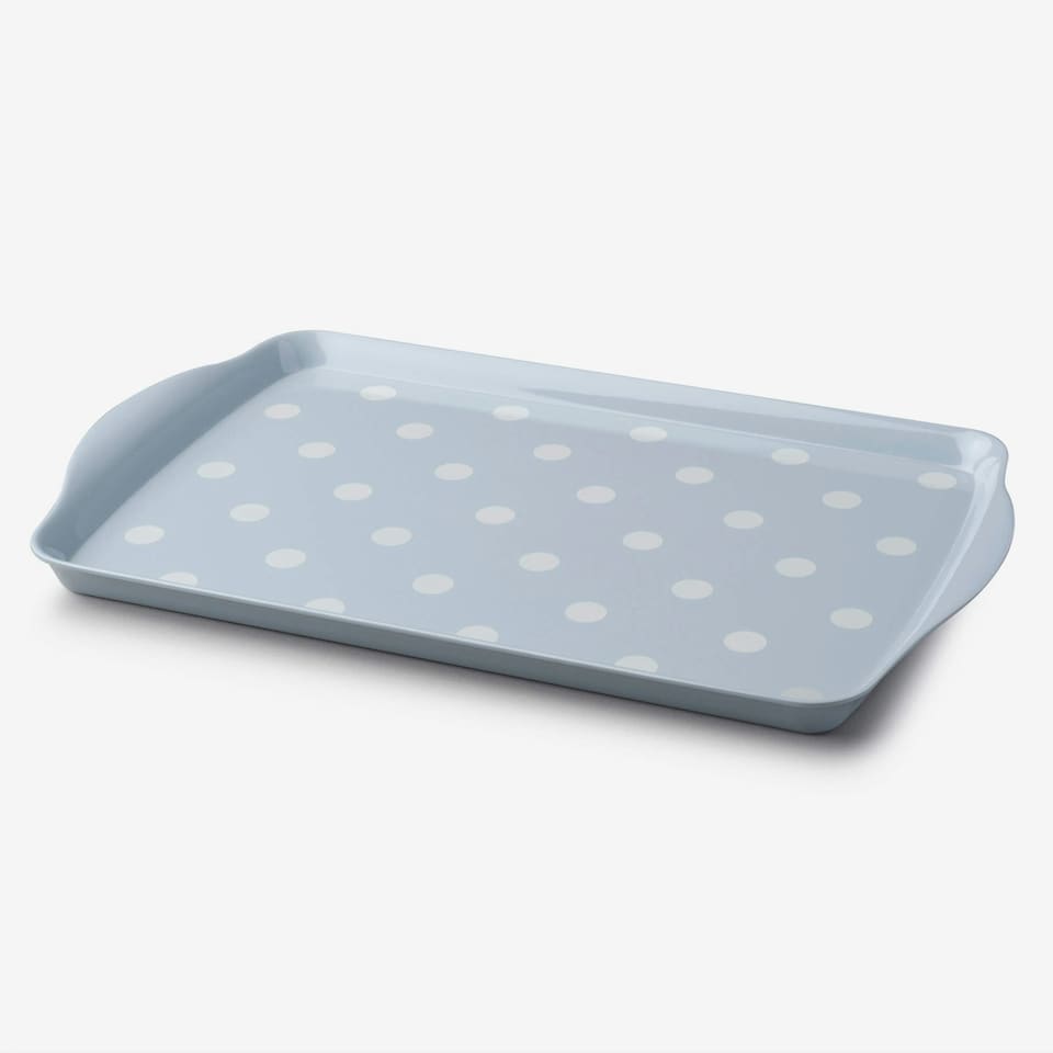 image 1 of Melamine Dotty Tray, Medium | Blue | Duck Egg Blue