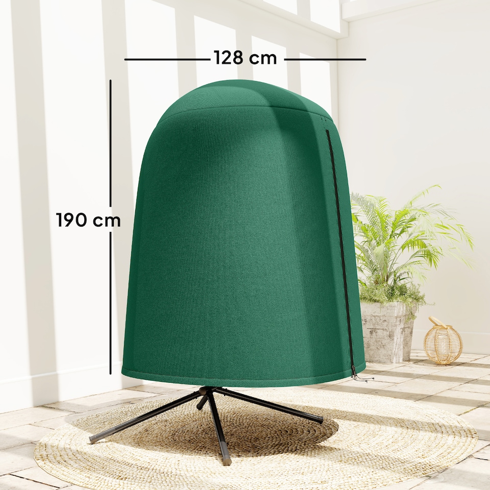 image 1 of Outsunny Hanging Egg Chair Cover Garden Swing Chair Cover Waterproof, Green | Black | Black | Φ128 x 190 cm
