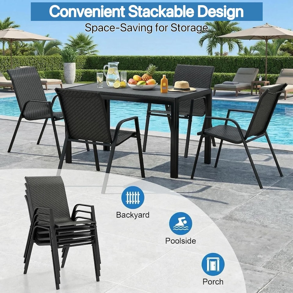 image 1 of Alivio 5 Piece Outdoor Patio Dining Table Set, Modern Metal Garden Furniture with 4 Chairs for Backyard, Terrace & Balcony