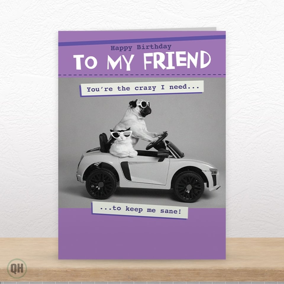 image 1 of You're The Crazy I Need To Keep Me Sane! - Funny Friend Birthday Card