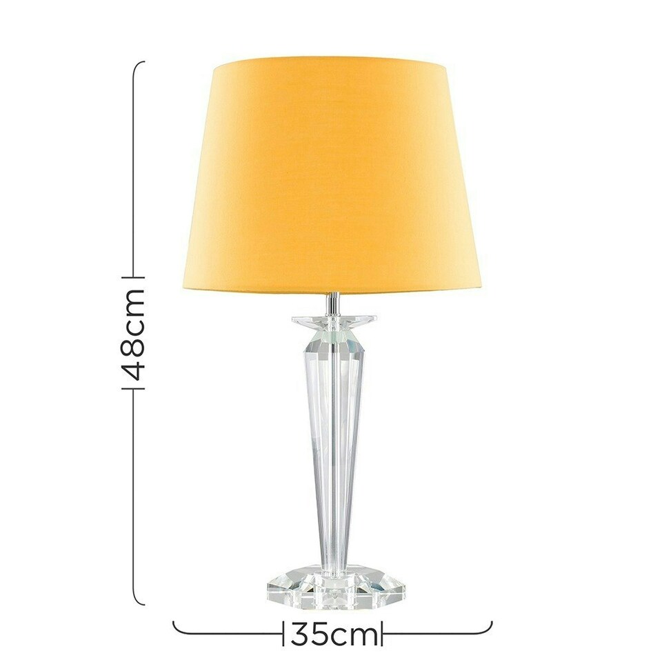 image 1 of ValueLights Modern Clear Genuine K9 Crystal Base Table Lamp With Mustard Shade