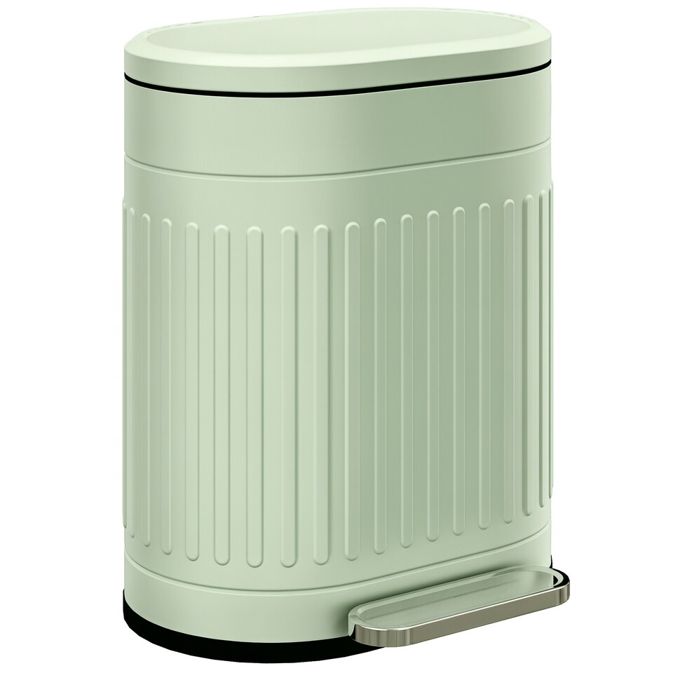 image 1 of HOMCOM 20 Litre Pedal Bin, Fingerprint Proof Kitchen Bin with Soft-close Lid, Metal Rubbish Bin with Foot Pedal and Removable Inner Bucket, Light Green | Green | 1