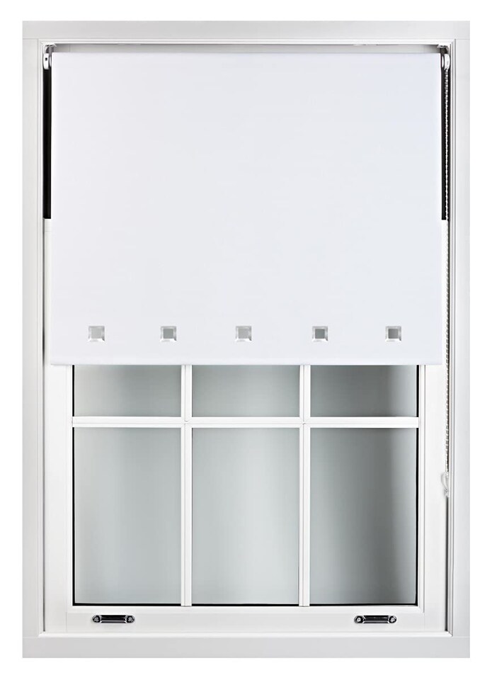 image 1 of Cut to Size Blackout Roller Blind with Square Eyelets | Custom Fit Window Blind by Furnished