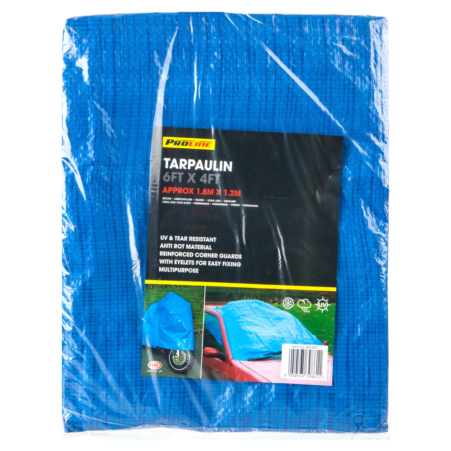VFM e-Store 6ft x 4ft Tarpaulin Blue Multipurpose Cover With 6 Eyelets - ProLine
