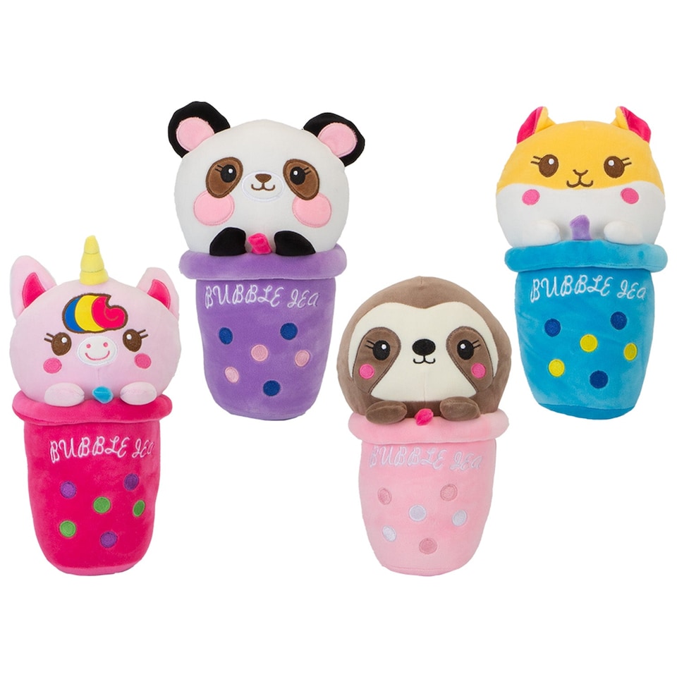 image 1 of PMS 25cm Bubble Tea Soft Toy - Cat, Sloth, Unicorn, Panda Cuddly Stuffed Toy