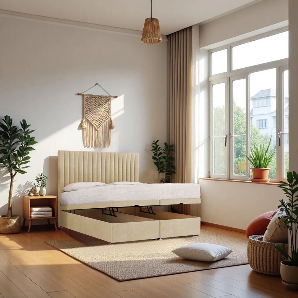 image 1 of Emily End Opening Ottoman & Orthopaedic Mattress + 24" Headboard