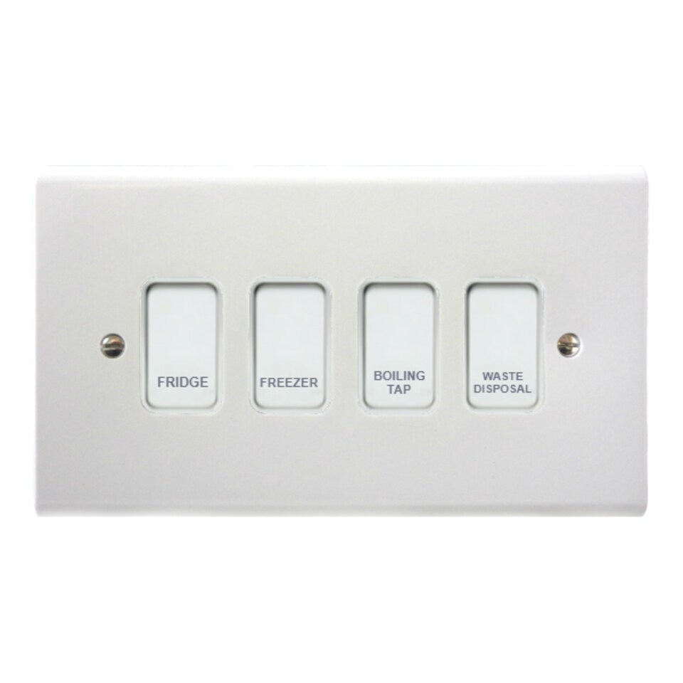 Deta Customised Grid Switch Kitchen Control Panel - 4 Gang (White)