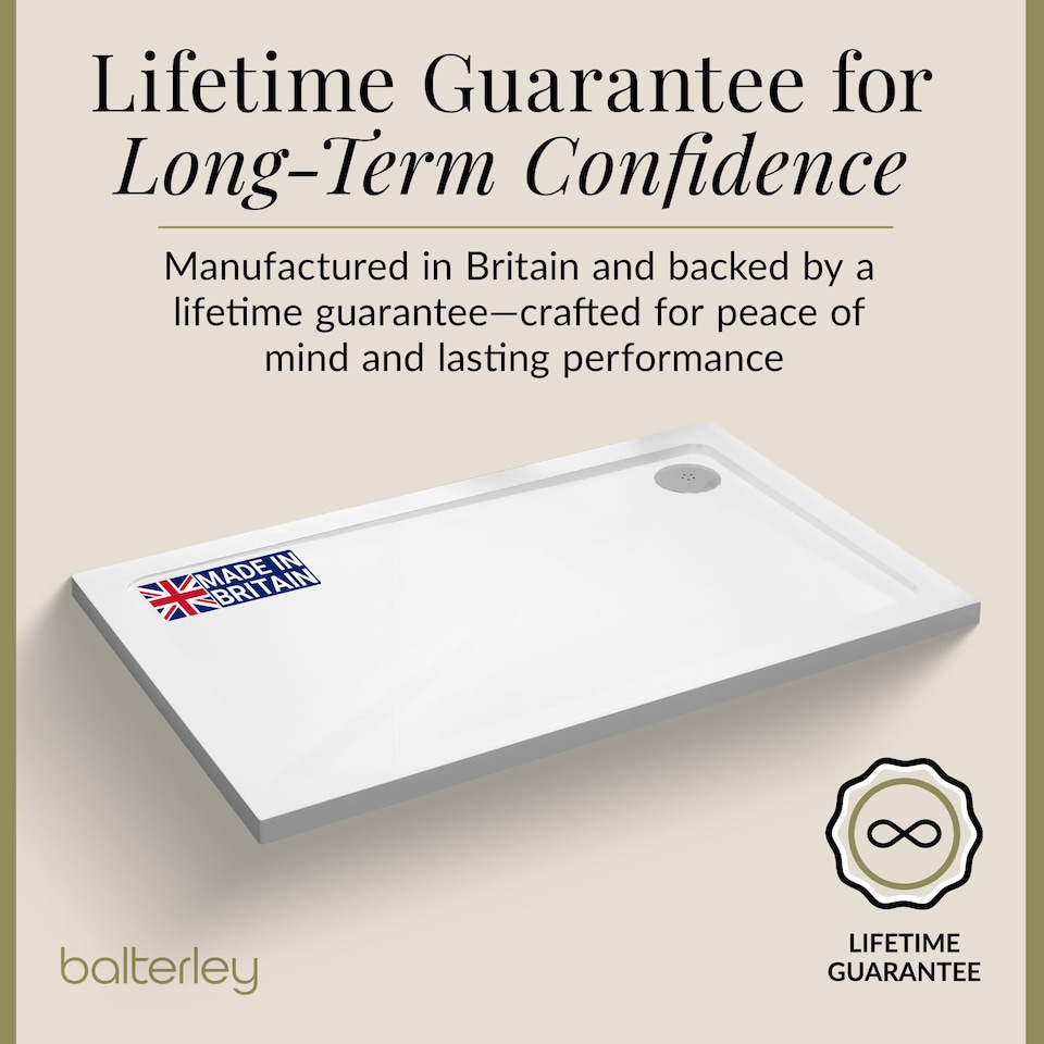 image 1 of Balterley Premium Rectangular Shower Tray - Durable Low Profile Stone Resin Base by Balterley | White | White | 1