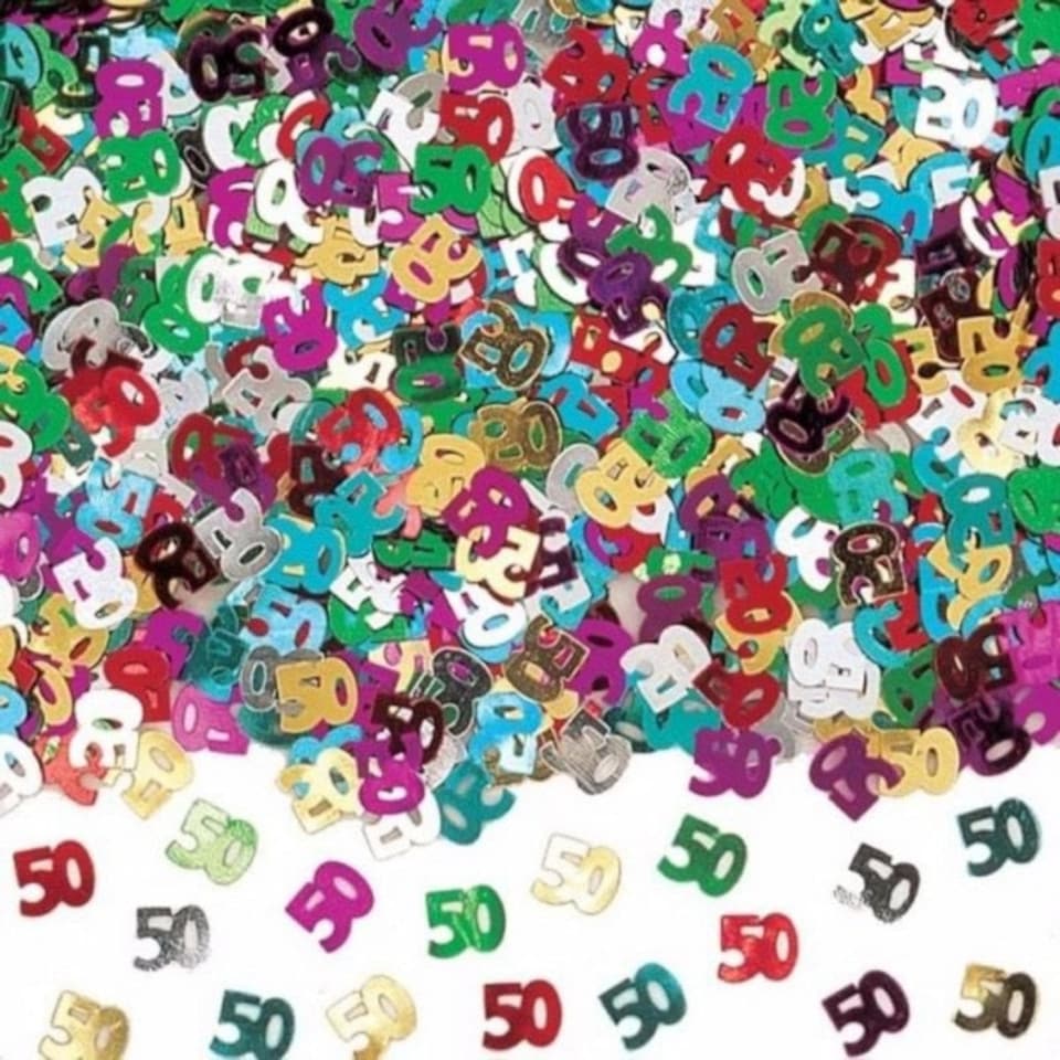 Amscan Number 50 Metallic Confetti - Multicoloured - One Size