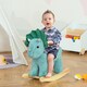 image 2 of HOMCOM Kids Toddler Rocking Horse Plush Ride On Triceratops Rocker Wooden Base With Sound for 3-6 Years Green