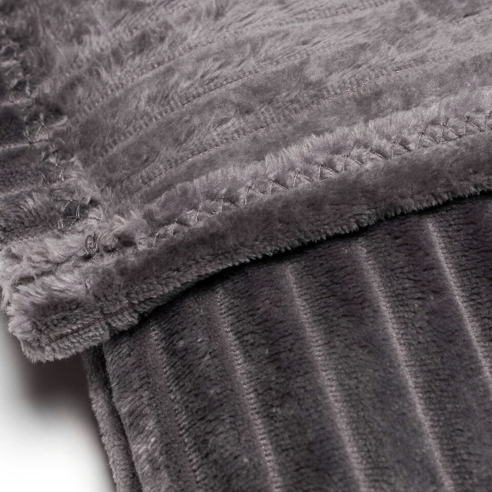 image 1 of BHS Luxury Ribbon Velvet Throw | Grey | Grey | 1