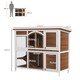 image 7 of PawHut Rabbit Hutch, Guinea Pig Hutch 2-Tier Wooden Cage w/ Ramp Roof, Brown