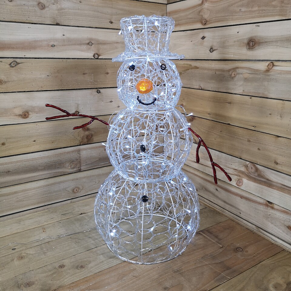 image 1 of Premier Indoor Outdoor Christmas 90cm Lit Soft Acrylic Snowman With 80 White LED