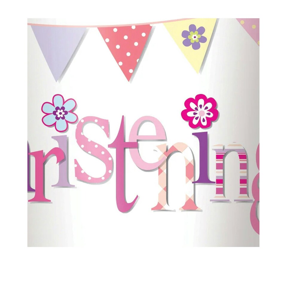 image 1 of Unique Party Paper Bunting Christening 270ml Disposable Cup - Pink - One Size