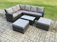 image 2 of Fimous 8 Seater High Back Outdoor Garden Furniture Set Rattan Corner Sofa Set With Rectangular Coffee Table 2 Big Footstool Dark Grey Mixed