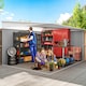 image 3 of Outsunny 11.3 x 9.2ft Lean to Metal Garden Shed, Outdoor Galvanised Tool Storage House with Double Sliding Doors and 2 Air Vents, Green