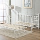 image 3 of Daybed With Pull Out Trundle White 3ft Single Bed with 1 Mattress Metal Guest Room Bedroom Living Room