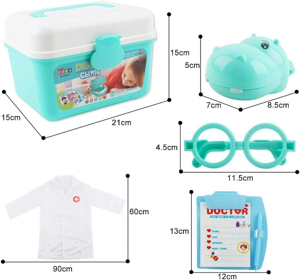 image 1 of Kids 2-in-1 Doctor & Dentist Role Play Set – 30 Pieces with Carry Case (blue)