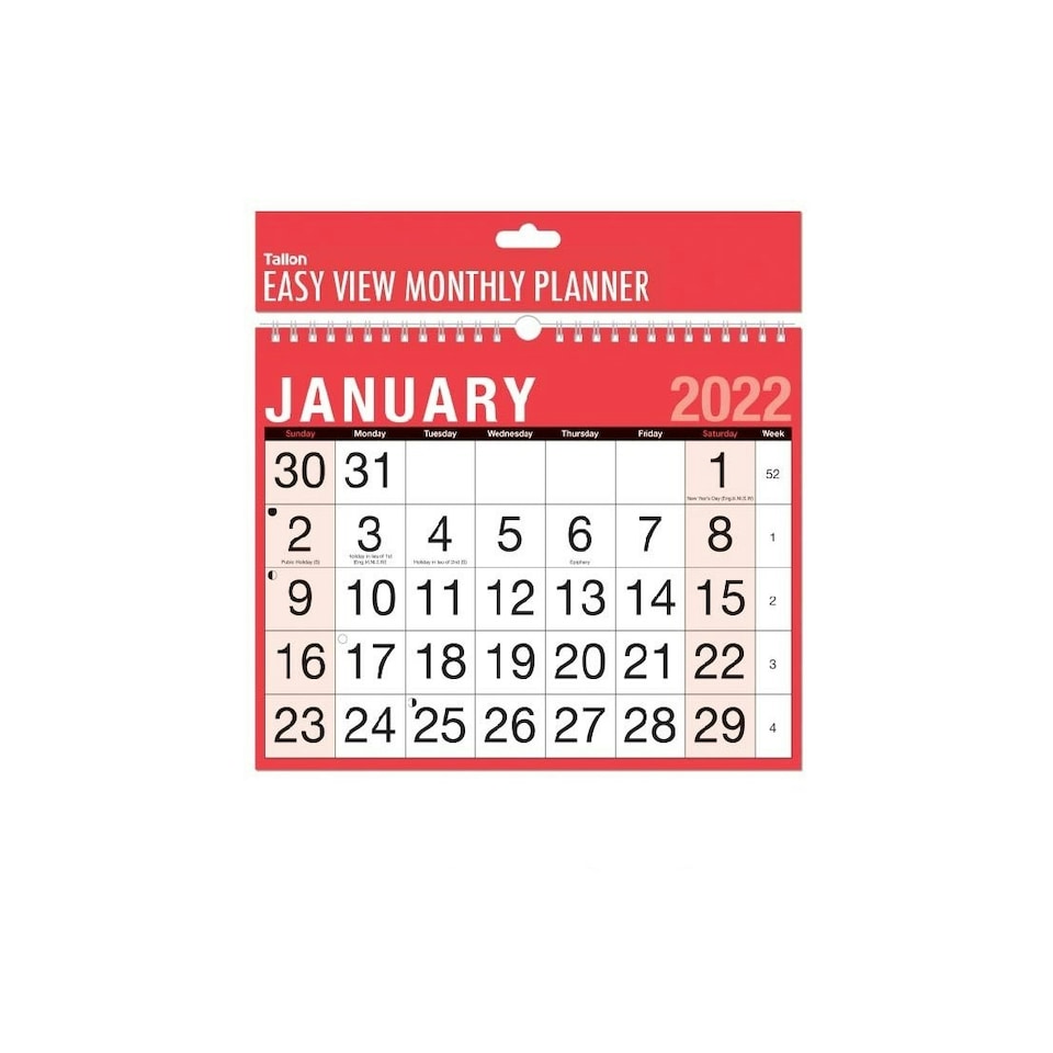 Tallon 2022 Planner - Red/Black/White - One Size
