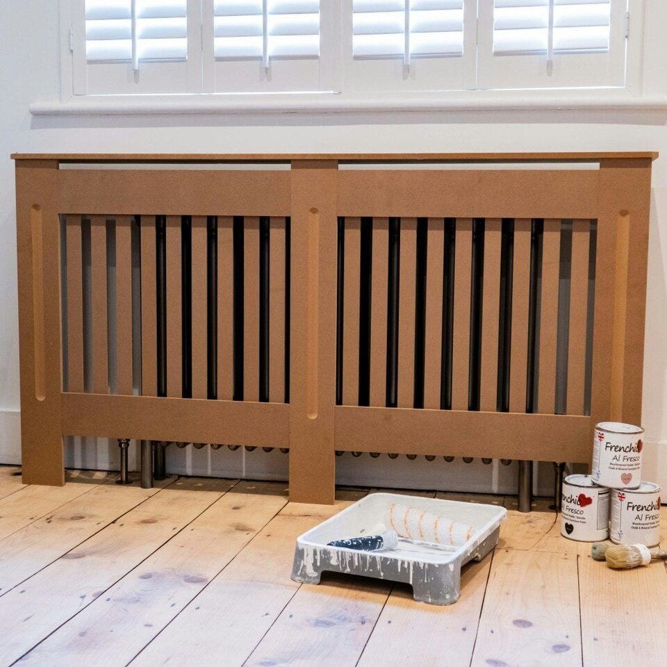 image 1 of Stylish MDF Unpainted Vertical Design Radiator Cover - Large