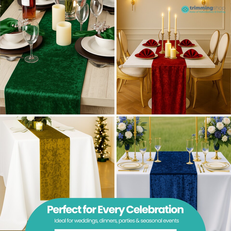 image 1 of Crushed Velvet Table Runner, Glitz Table Runners - 33 x 274cm