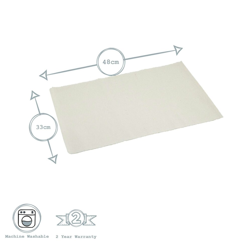 image 1 of Nicola Spring Ribbed Cotton Placemats - 48 x 33cm - Natural - Pack of 6 Cream