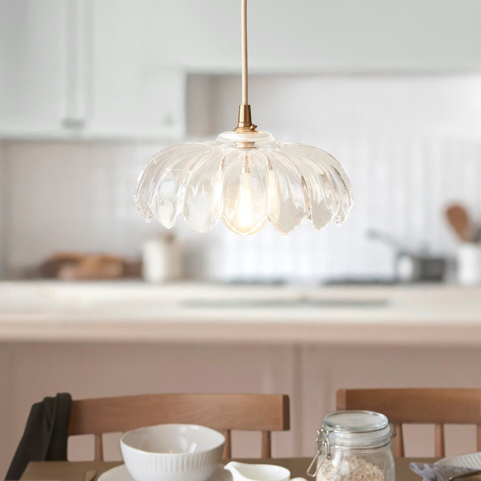 image 1 of Camellia Dome Pendant Ceiling Light Clear Glass E27 or B22